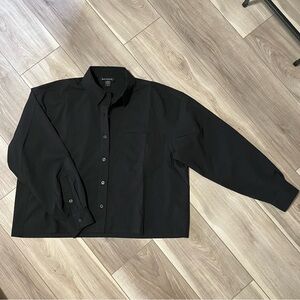 Athleta cropped blouse, black, size S.